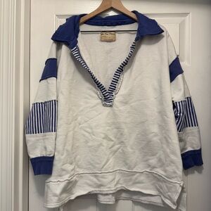 Free People Blue and White Striped Pullover